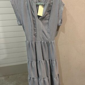 Striped Sleeveless Tiered Dress